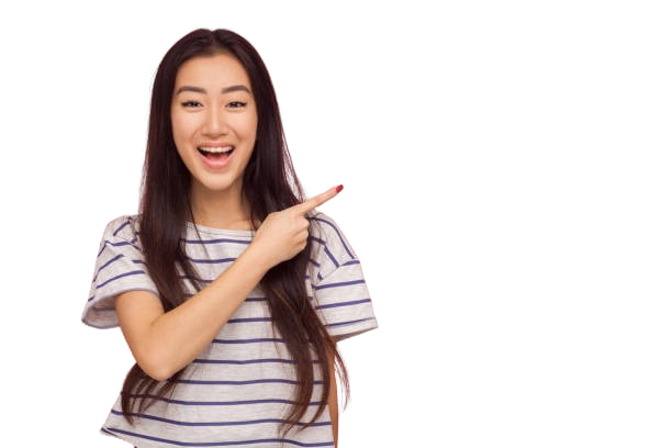 girl pointing to digital marketing agency text